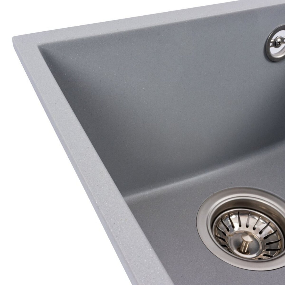 Гранітна мийка для кухні VALESO ROXY 3744 матова Сірий металік Коломия - фото 5