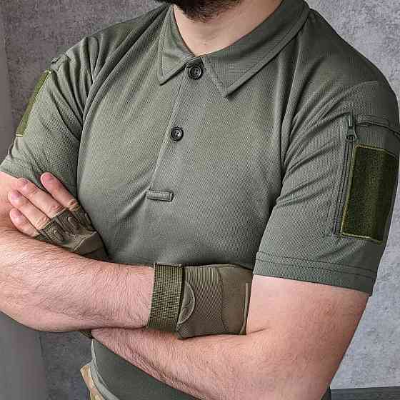 Футболка поло мужская с коротким рукавом тактическая, Поло с коротким рукавом для военных Хаки S Каменец-Подольский