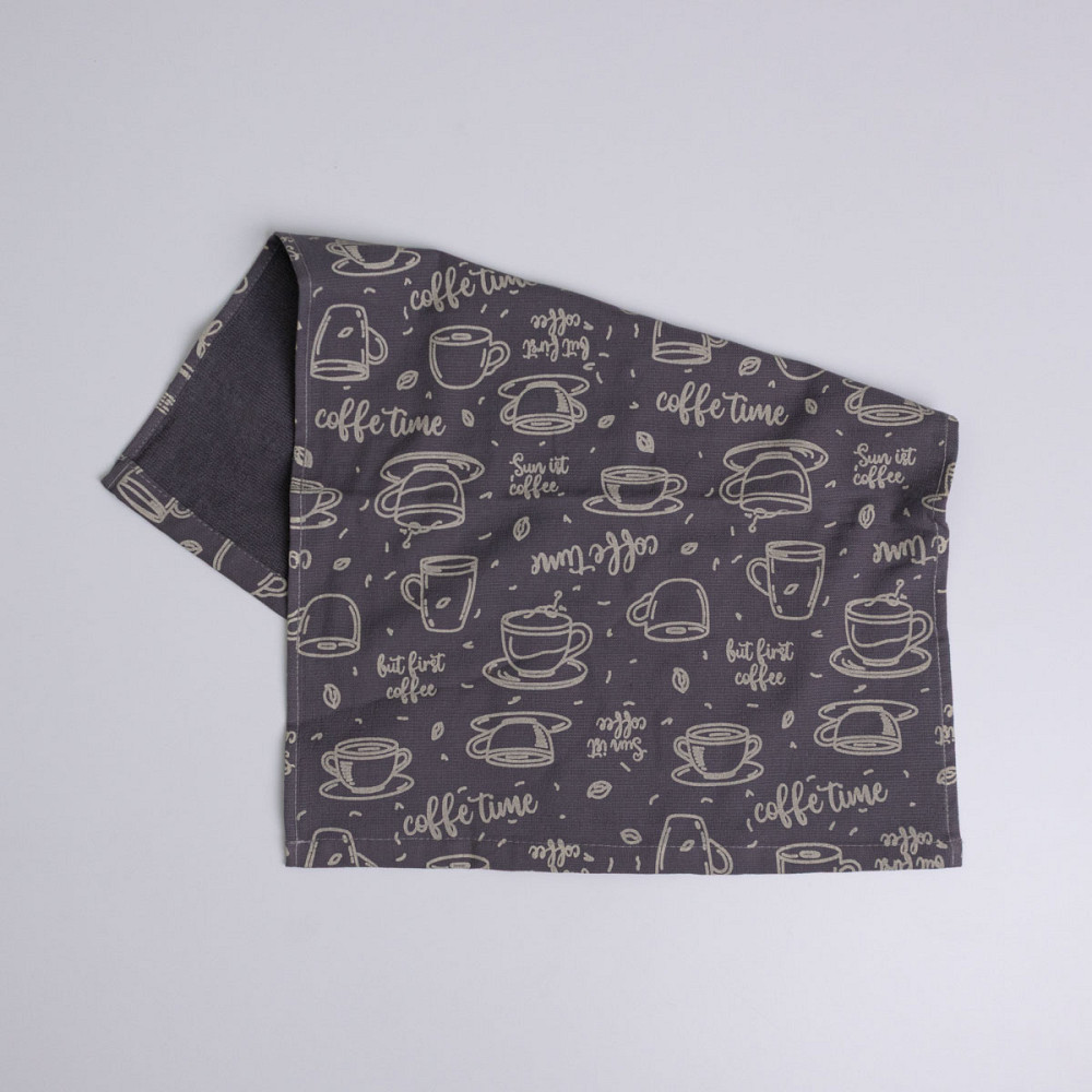 Махровий кухонний рушник Кава 40х60 см 300г/м2 GM Textile (Темно-сірий) Суми - фото 1