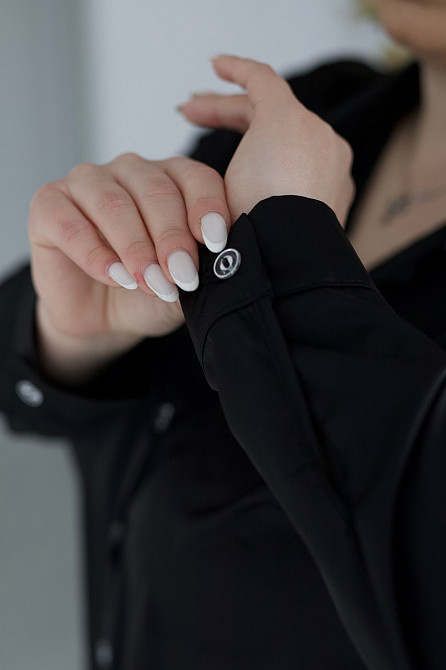 Жіноча шовкова сорочка класична Milena Батал 54-56, Чорний Київ - фото 2