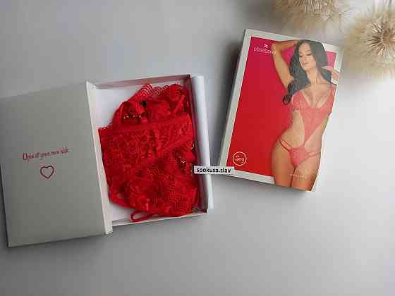 Жіноче мереживне боді Obsessive Lovlea Teddy  L-XL червоне Славута