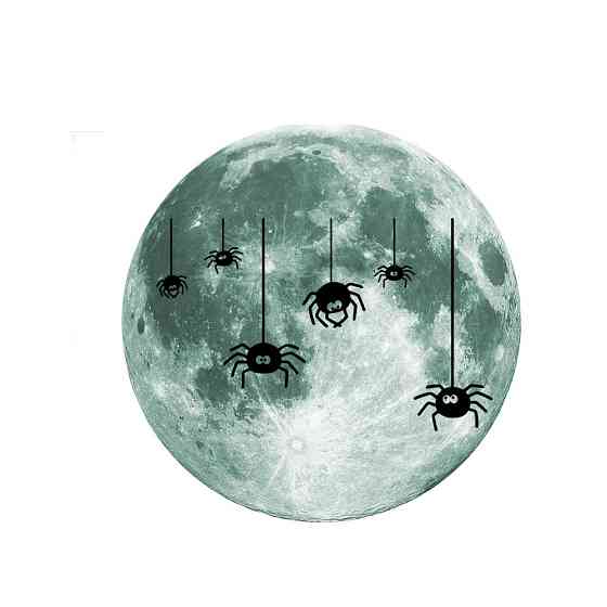 Наклейка на Хэллоуин Пауки и луна 30 см салатовый Киев