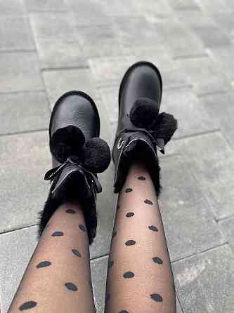 Lonza Угги жіночі LONZA чорні натуральна шкіра висота 14 см підошва 2 см (A8032-7A 4843) Коломыя