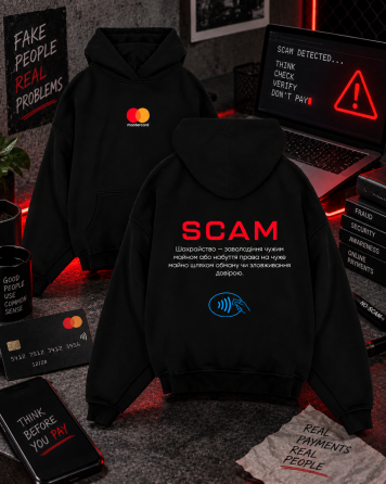 Чорне худі SCAM з принтом Mastercard XXL, Темно-синій Чернівці