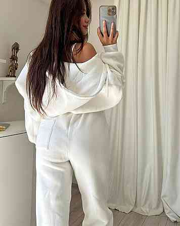 Женский стильный и комфортный тринитный костюм на флисе. Молочный, 42/44 Одесса