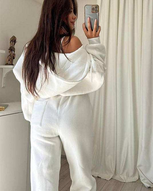 Женский стильный и комфортный тринитный костюм на флисе. Молочный, 42/44 Одесса - изображение 2