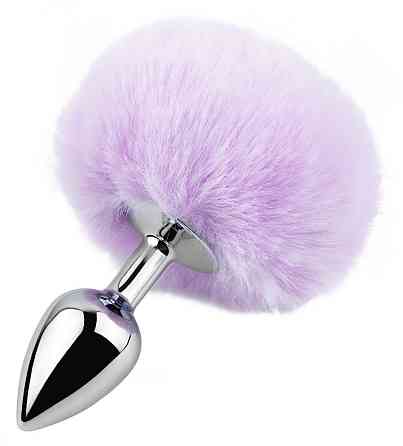 Анальна пробка з хвостом EGZO - Bunny Tail Silver Plug Light Purple, size S Sex Aura Київ