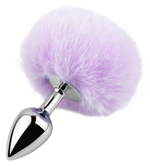 Анальна пробка з хвостом EGZO - Bunny Tail Silver Plug Light Purple, size S Sex Aura Київ - фото 1
