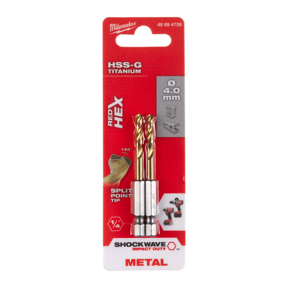 Свердло по металу RedHEX HSS-G TiN MILWAUKEE, діаметр 4,0 мм, (2шт) Одеса - фото 1