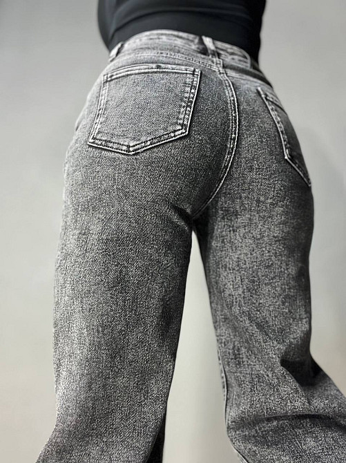 Джинси жіночі Dragon 8101 palazzo jeans палаццо рівні від стегна стрейчеві темно сірі, темно-сірий, 31, 31, 86 см, 115 см Київ - фото 9