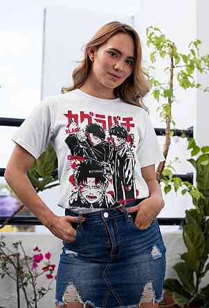 Футболка для хлопчика з аніме принтом Магічна битва оверсайз (зріст від 165 до 180) Чорний AnimeJ0394m Дніпро