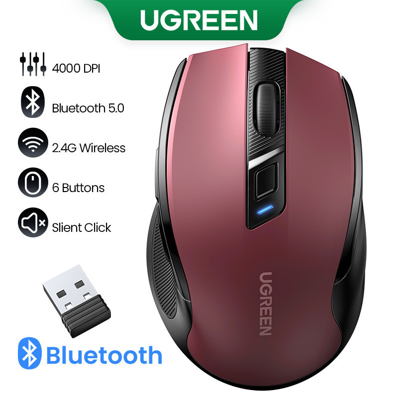 Маніпулятор миша бездротова UGREEN MU006 Ergonomic Wireless Mouse Red Одеса - фото 3