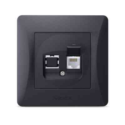 Комп'ютерна розетка Videx BINERA CAT6 одинарна черн (VF-BNSK1PC6-BG) Вінниця