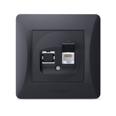 Комп'ютерна розетка Videx BINERA CAT6 одинарна черн (VF-BNSK1PC6-BG) Вінниця - фото 1