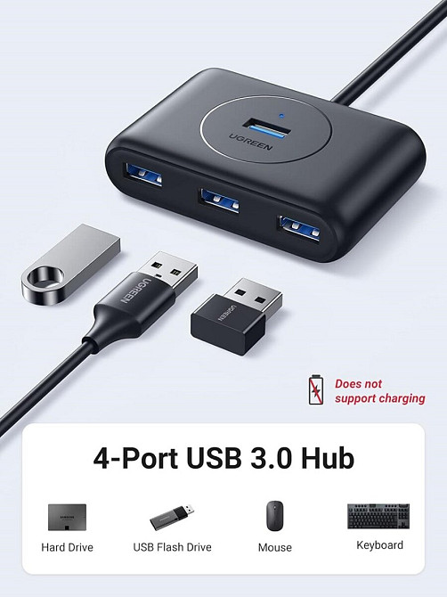 Хаб UGREEN CR113 USB 3.0 Hub  1m (Black) (UGR-20291) Киев - изображение 5