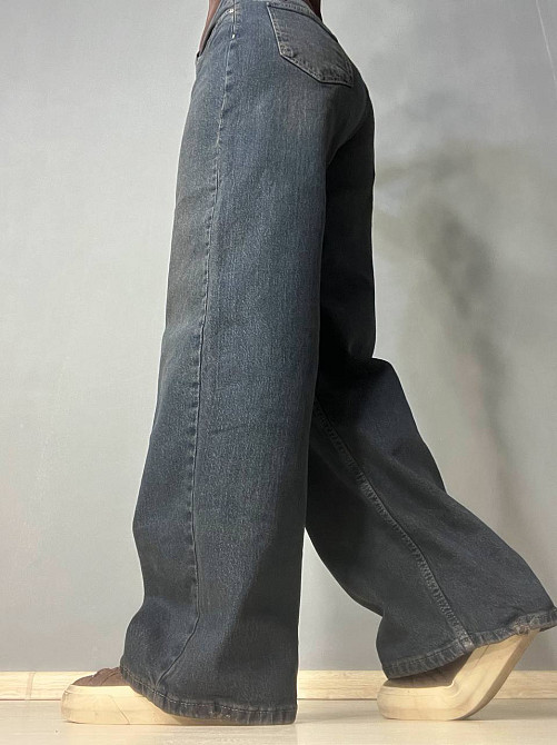 Джинси жіночі I8 55516 палаццо Baggy Straight fit рівні від стегна, синій з коричневим, 30, 30, 83 см, 118 см Київ - фото 3