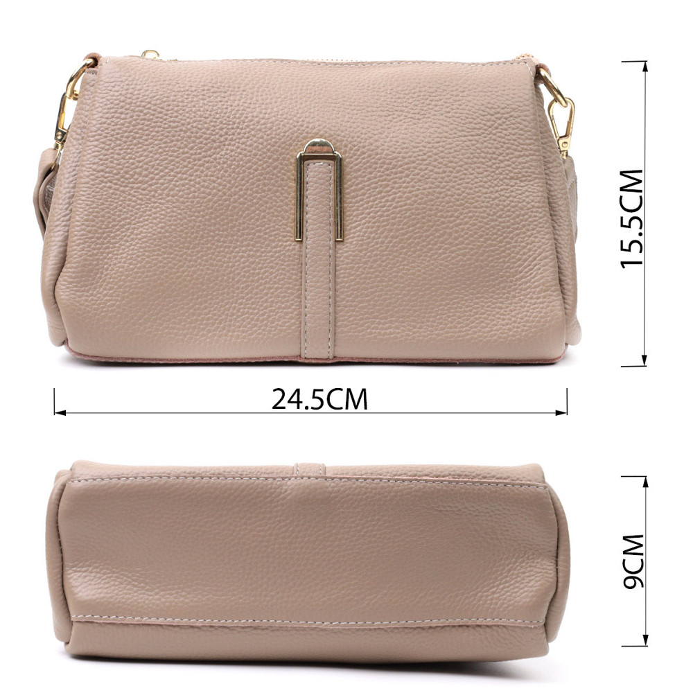 Шкіряна жіноча сумка з металевою прикрасою по середині Vintage 22609 Бежева Київ - фото 3