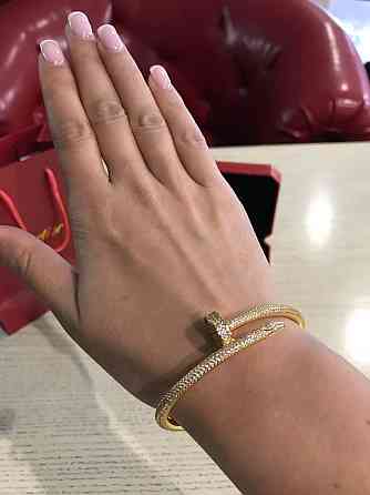 Cartier браслет цвях в лимонному золоті з дрібним цирконієм /Картьє браслет цвях із дрібним камінням Одеса