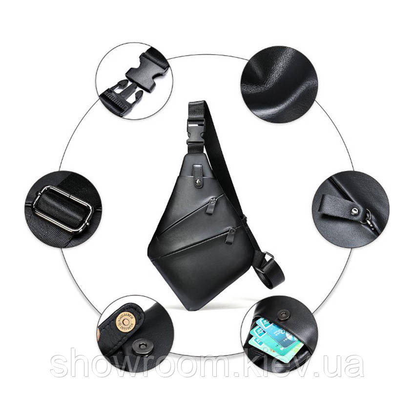 Мужская кожаная сумка на грудь (слинг), бананка Leather Collection (14997) Киев - изображение 4