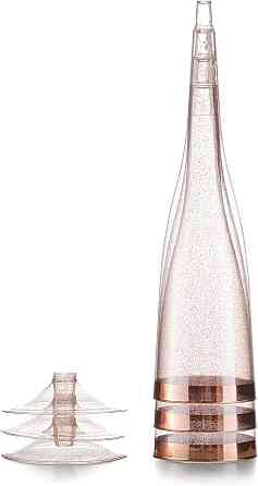 Набір пластикових келихів для шампанського 6 шт преміум класу 192 мл, рожеві, святкові з блискітками Кам'янець-Подільський