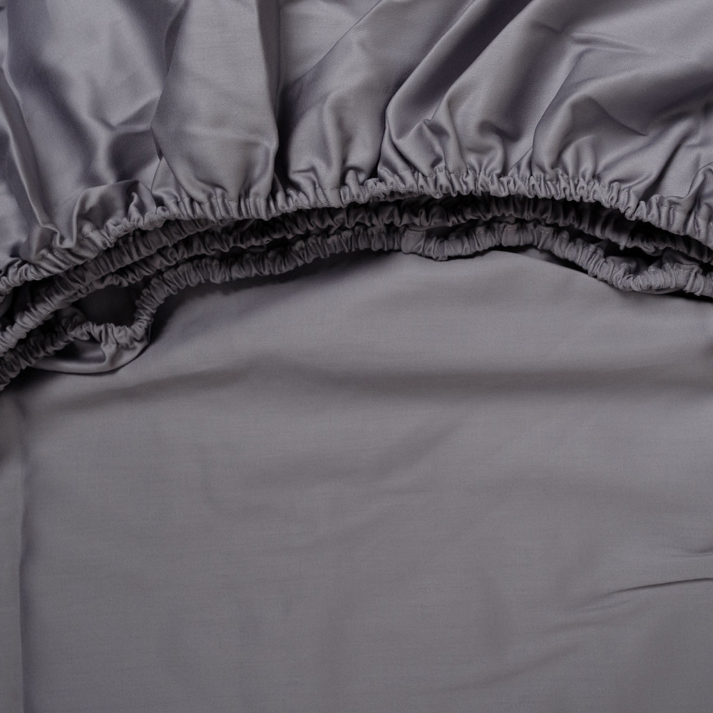 Простынь на резинке двуспальная сатин 100% хлопок 180х200х35см 125г/м2 (Графит) Сумы - изображение 5