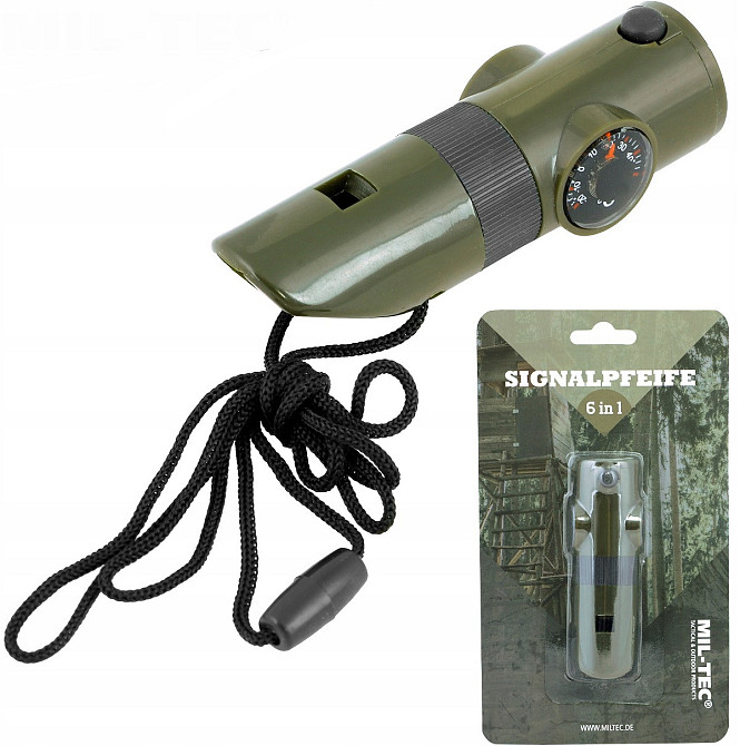 Многофункциональный Спасательный свисток 6в1 с веревкой Mil-Tec от Sturm (16328401) Olive Нововолынск - изображение 1