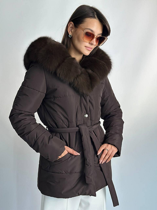 Женский пуховик Oslo с мехом финского песца Темний Соболь Харьков - изображение 8