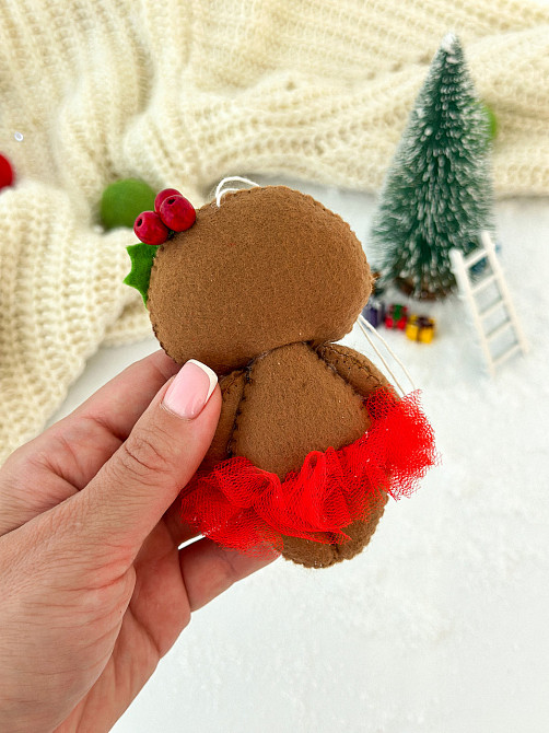 "Новорічна ялинкова прикраса з фетру ручної роботи - лінивець дівчинка Київ - фото 8