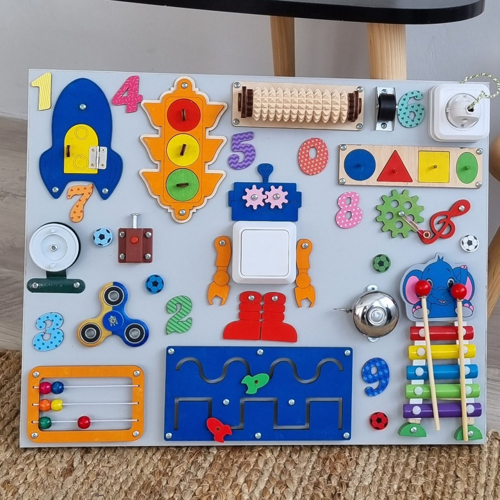 Бізіборд Розвивальна дошка 40х50 Розвивальна дошка для дітей Іграшки від 6 місяців для розвитку дрібної моторики Тернопіль - фото 3