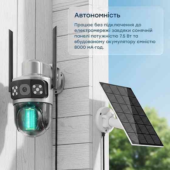 IP PTZ-відеокамера автономна з WiFi та сонячною панеллю 3Mp+3Mp Light Vision VLC-9430WIA/2C3S (Solar) f=4mm, на акумуляторних Киев