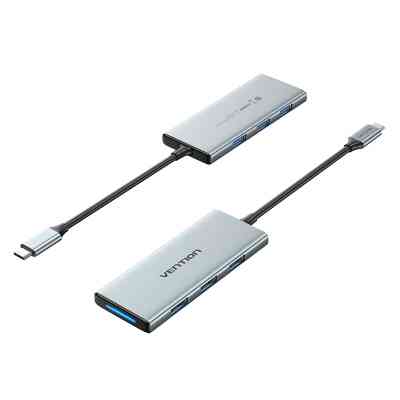 Концентратор Vention USB 3.1 Type-C to HDMI/USB 3.0x3/SD/TF/PD 100W 7-in-1 (TOPHB) Винница