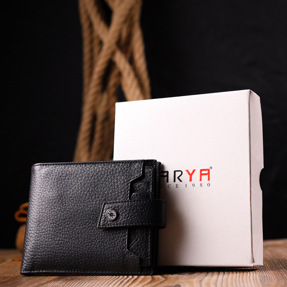 Класичний чоловічий гаманець із натуральної шкіри KARYA 21066 Чорний Київ - фото 1