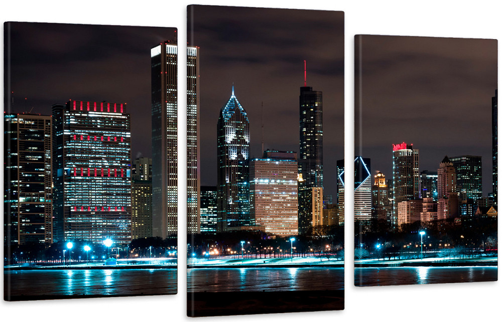Модульна картина у вітальню/ спальню Місто вночі   Art-543_3 70x130 см Київ - фото 1