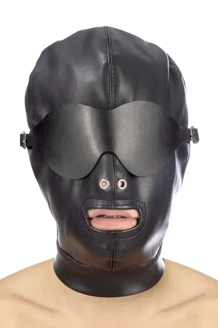 Капюшон для БДСМ зі знімною маскою Fetish Tentation BDSM hood in leatherette with removable mask Львов - изображение 1