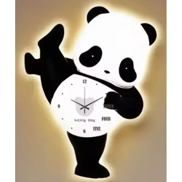 Детские настенные часы со светодиодной подсветкой в ​​виде панды / Декоративные LED-часы Панда без звука с мягкой подсветкой Коломия - фото 2
