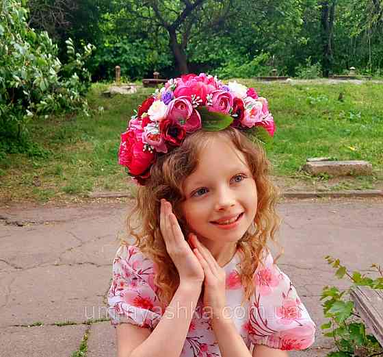 Ободок обруч з квітами "Піони великий малиновий" Кривий Ріг