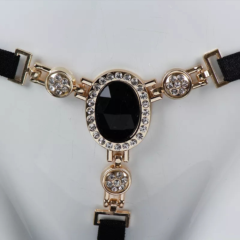 Стринги с камнями С Дефектом черного цвета - размер универсальный (на резинке) Киев - изображение 2