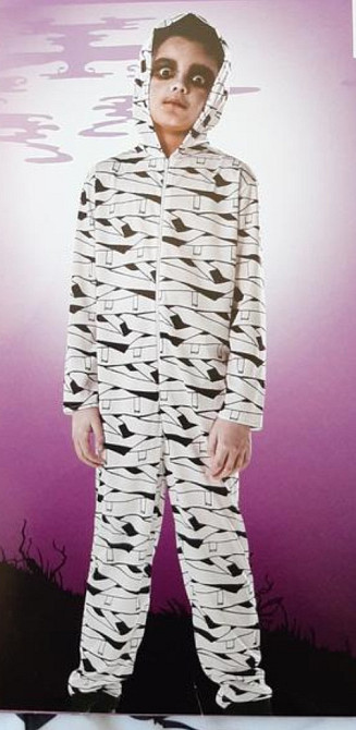 Дитячий комбінезон з капюшоном Мумія на Хелловін розмір S на 110-122 білий Київ - фото 3