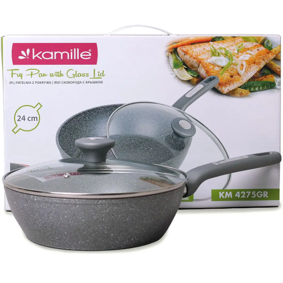 Сковорідка-сотейник d24см з кришкою алюміній а/п Granite 4275GR KAMILLE Житомир
