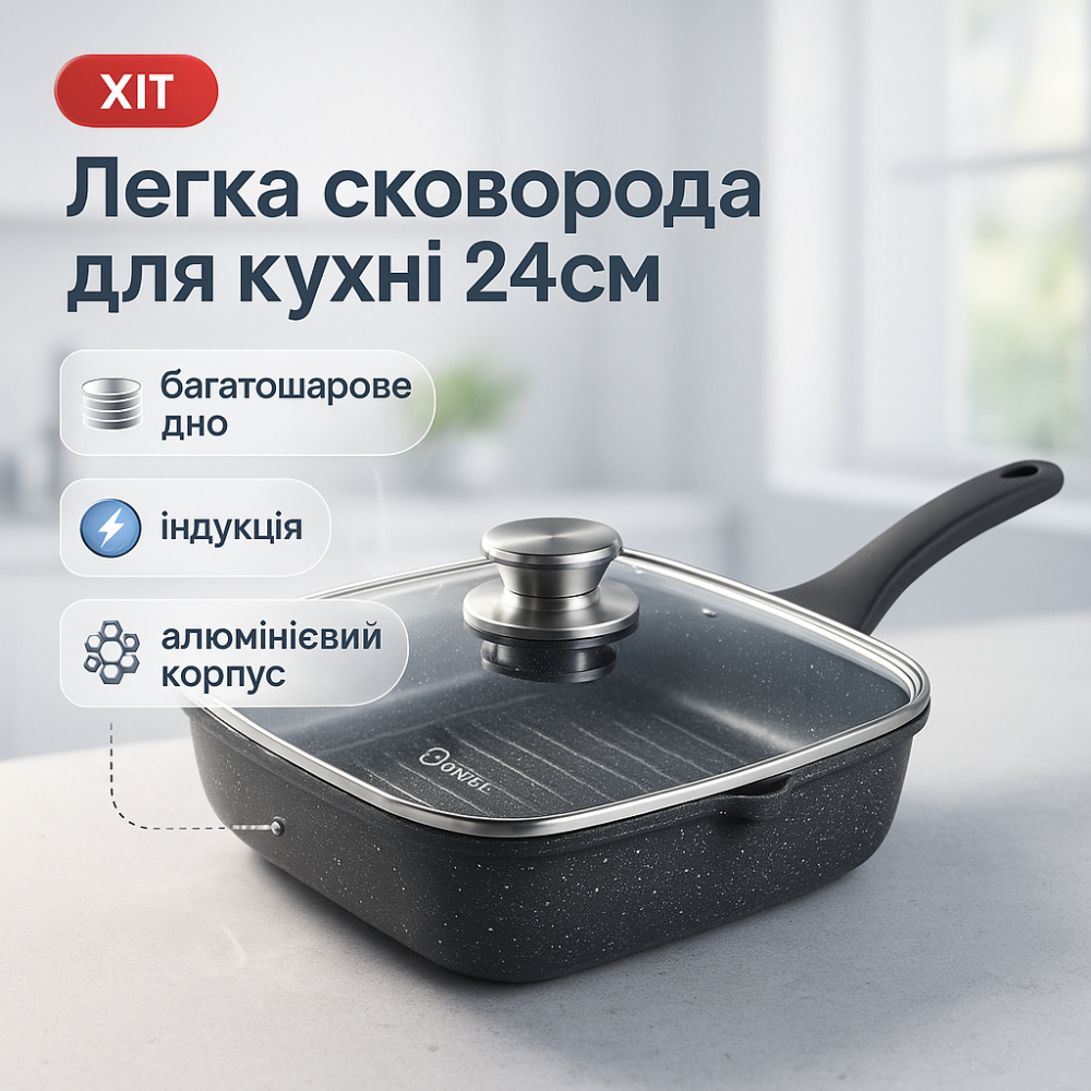 Лита сковорода з антипригарним покриттям, Сковорода алюмінієва з антипригарним покриттям WV-10 Львів - фото 19