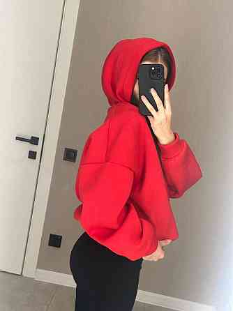 Женская с вырезом повседневная худые тринит на флисе Красный Одесса