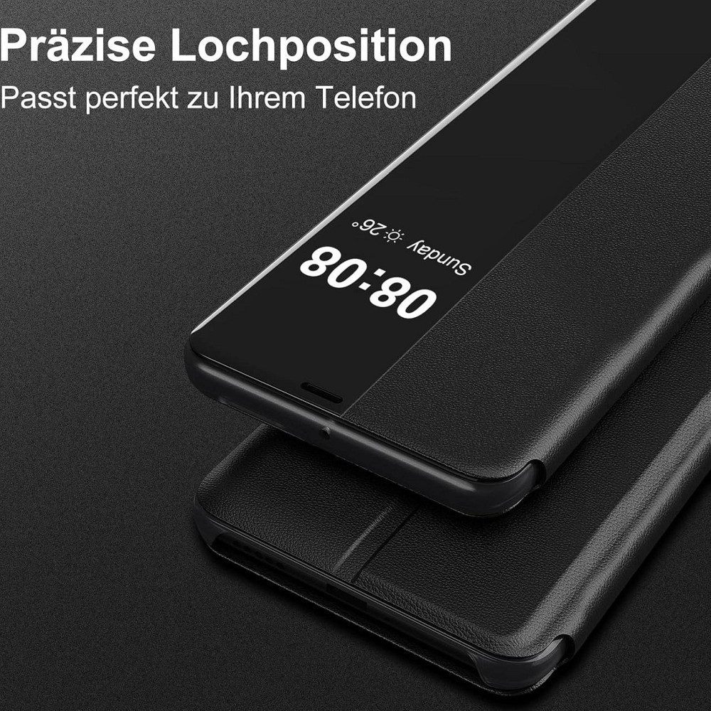 Чехол для Samsung Galaxy S24 Clear View флип кожаный ультратонкий ударопрочный с прозрачным окном черный Киев - изображение 4