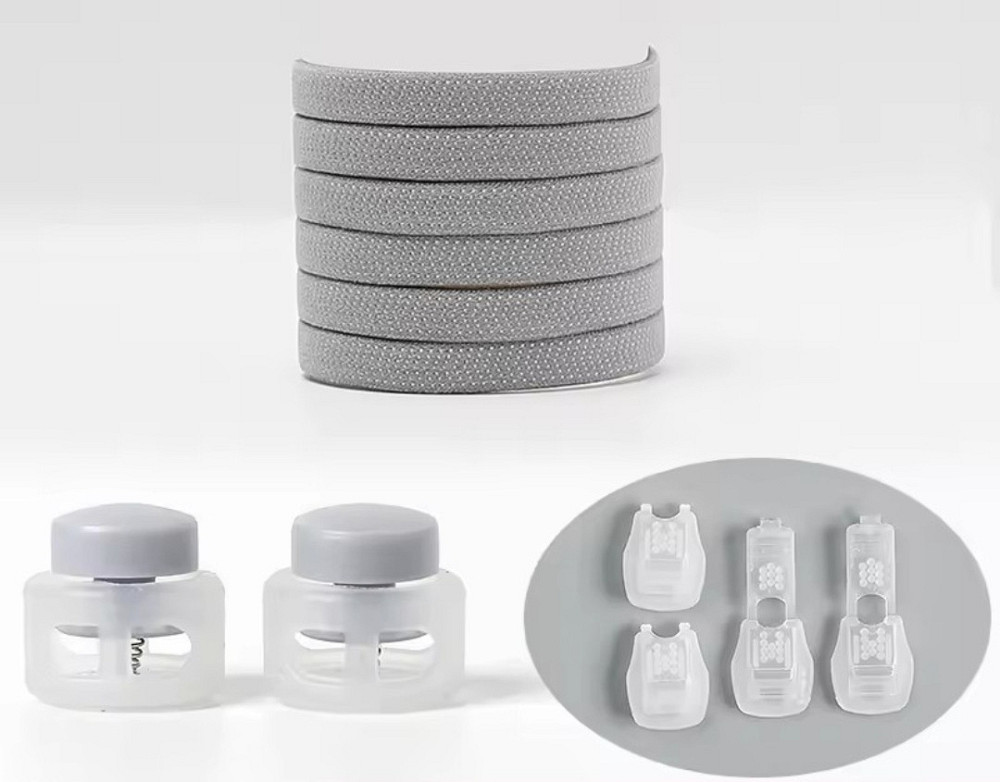 Шнурки еластичні без зав'язок з пластиковими фіксаторами Сірий Смела - изображение 1