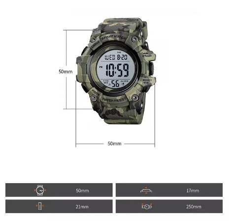 Годинник чоловічий спортивний Skmei 1552 Зелений камуфляж Вінниця - фото 8