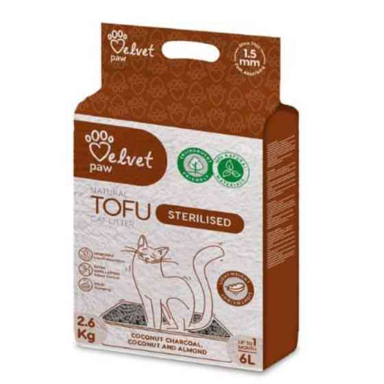 VELVET PAW TOFU Наповнювач для стерилізованих котів, з кокосовим вугіллям, мигдалевою та кокосовою есенцією 6 л/2,6 кг Київ