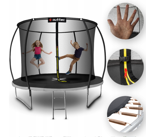 Батут OUTTEC Pumpkin с внутренней сеткой 12 футов 374 см черно-серый Киев