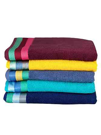 Махровое полотенце Ideal Textile 70*140 см с яркими полосками (56860802) Джинс Черновцы