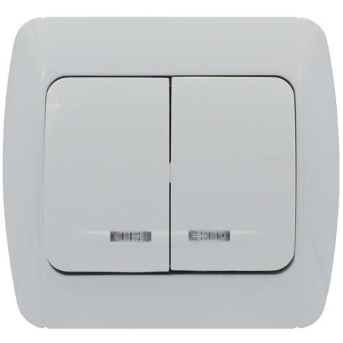 ZIRVE білий Вимикач внутрішній 2кл з підсвічуванням фікслайн Ел-Би Житомир - изображение 1