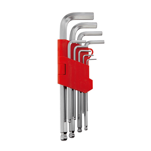 Набір ключів Г-подібних шестигранних подовжених, з кулястим наконечником, 9 шт., 1,5-10 мм, Cr-V INTERTOOL HT-0603 Київ - фото 2