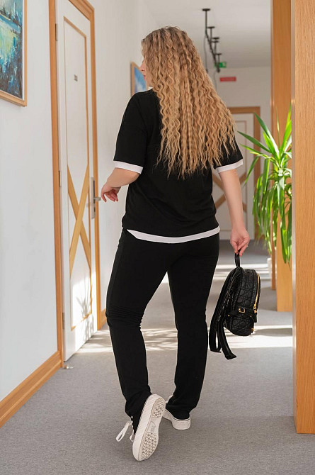 Летний трикотажный костюм-двойка Summer батал 54-56, Черный Киев - изображение 2